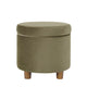 Gio Storage Ottoman | 19" Round Lift Top | Sage Green Velvet Fabric