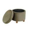 Gio Storage Ottoman | 19" Round Lift Top | Sage Green Velvet Fabric