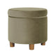 Gio Storage Ottoman | 19" Round Lift Top | Sage Green Velvet Fabric