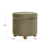 Gio Storage Ottoman | 19" Round Lift Top | Sage Green Velvet Fabric
