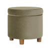 Gio Storage Ottoman | 19" Round Lift Top | Sage Green Velvet Fabric