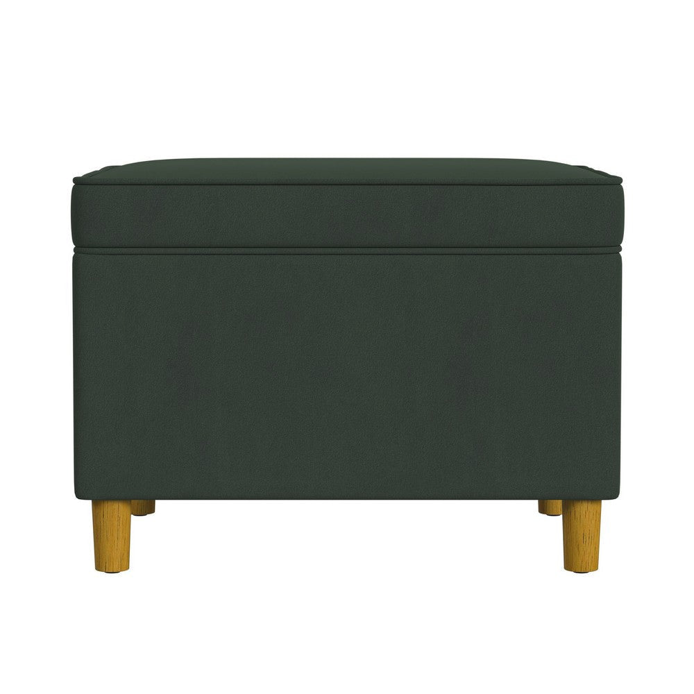 Fero Storage Ottoman | 24’’ Rectangular Hinged Lid Forest Green Velvet BM334086