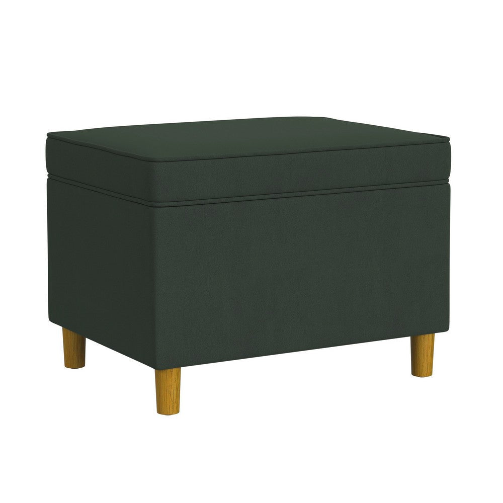 Fero Storage Ottoman | 24" Rectangular Hinged Lid Forest Green Velvet
