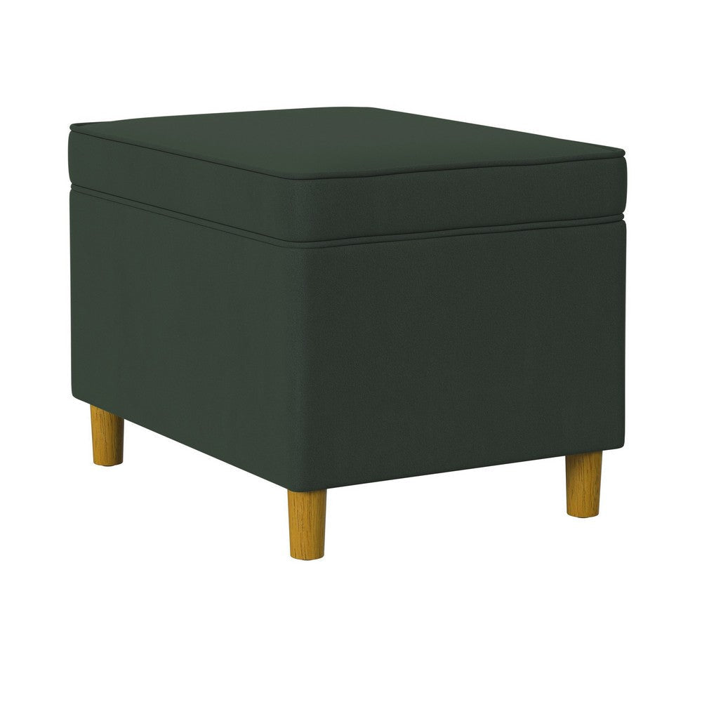 Fero Storage Ottoman | 24’’ Rectangular Hinged Lid Forest Green Velvet BM334086
