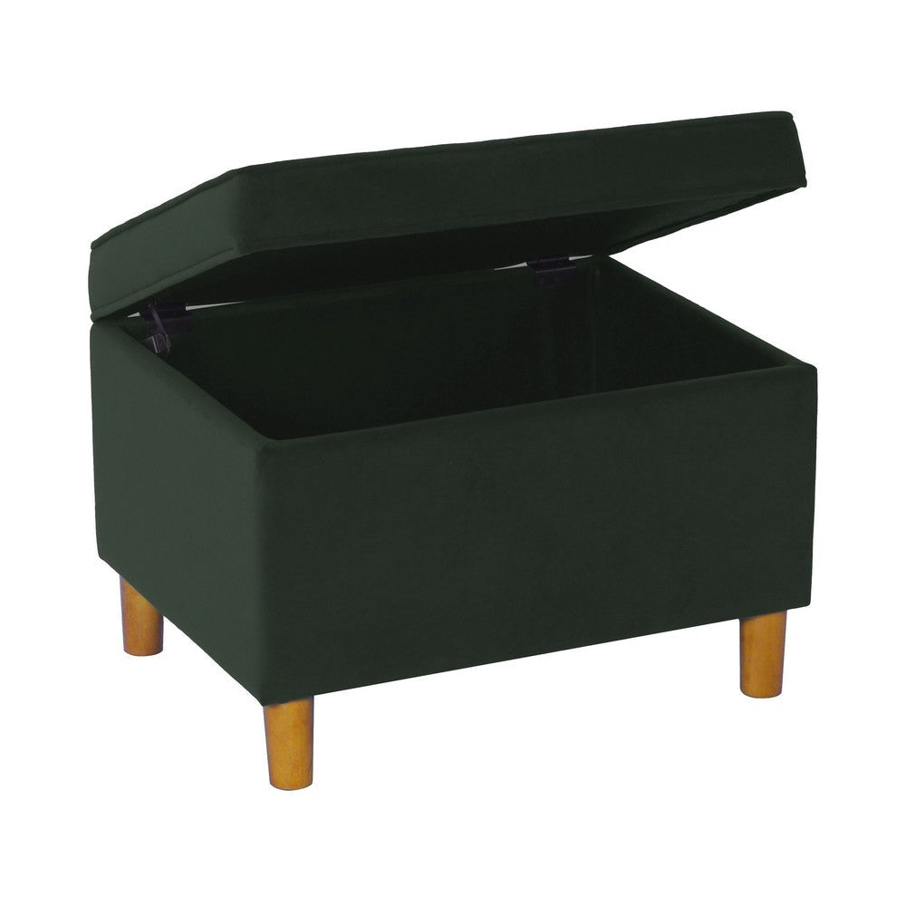 Fero Storage Ottoman | 24’’ Rectangular Hinged Lid Forest Green Velvet BM334086
