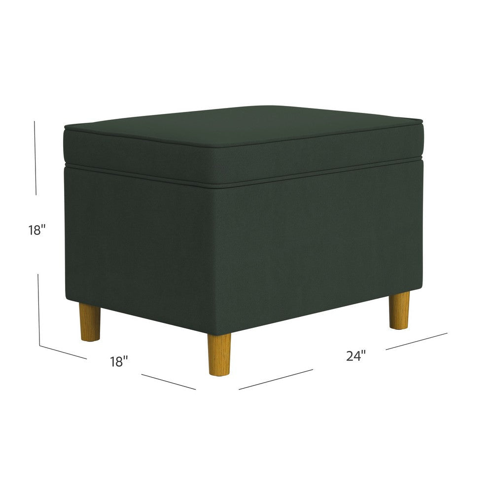 Fero Storage Ottoman | 24’’ Rectangular Hinged Lid Forest Green Velvet BM334086