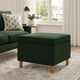 Fero Storage Ottoman | 24" Rectangular Hinged Lid Forest Green Velvet