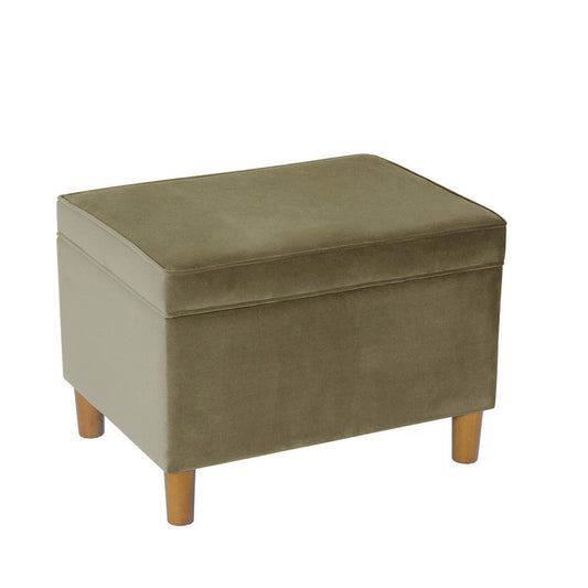 Fero Storage Ottoman | 24" Rectangular Hinged Lid | Sage Green Velvet