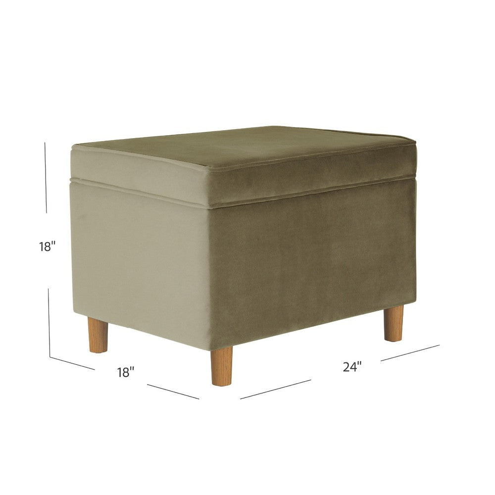 Fero Storage Ottoman | 24’’ Rectangular Hinged Lid | Sage Green Velvet BM334087