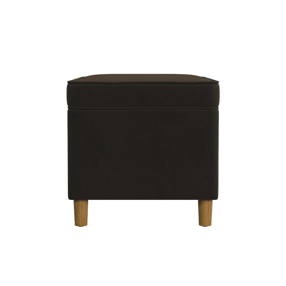 Fero Storage Ottoman | 24’’ Rectangular Hinged Lid | Dark Brown Velvet BM334088