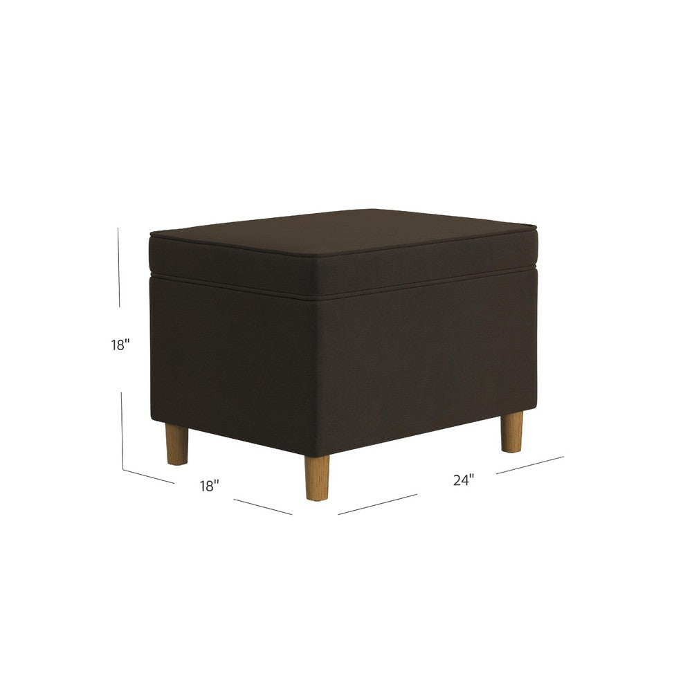 Fero Storage Ottoman | 24’’ Rectangular Hinged Lid | Dark Brown Velvet BM334088