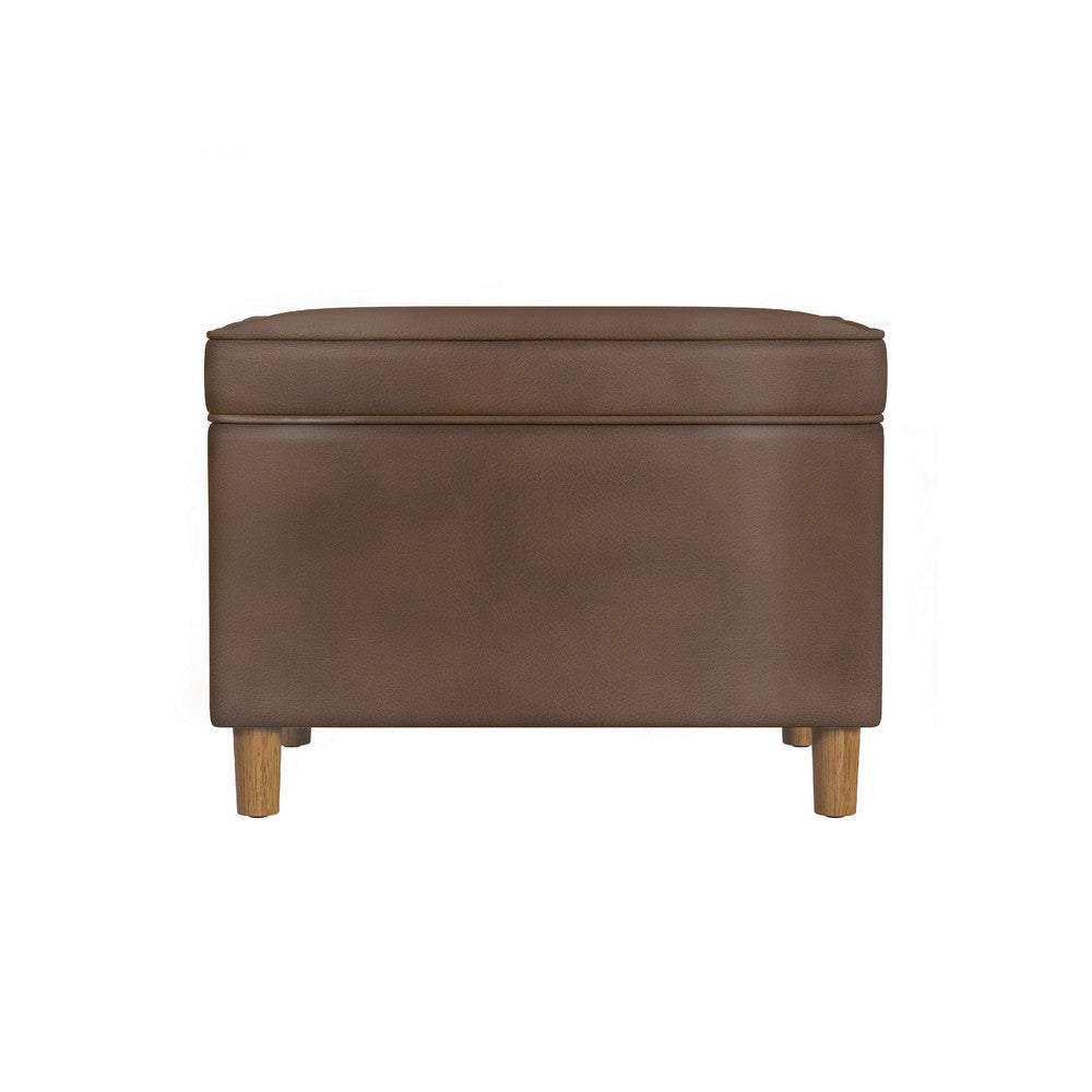 Fero Storage Ottoman | 24’’ Rectangular | Dark Brown Faux Leather