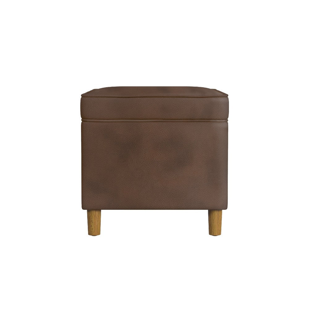 Fero Storage Ottoman | 24" Rectangular | Dark Brown Faux Leather