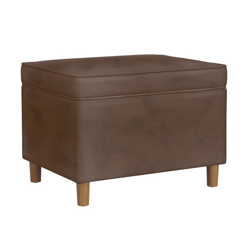 Fero Storage Ottoman | 24" Rectangular | Dark Brown Faux Leather