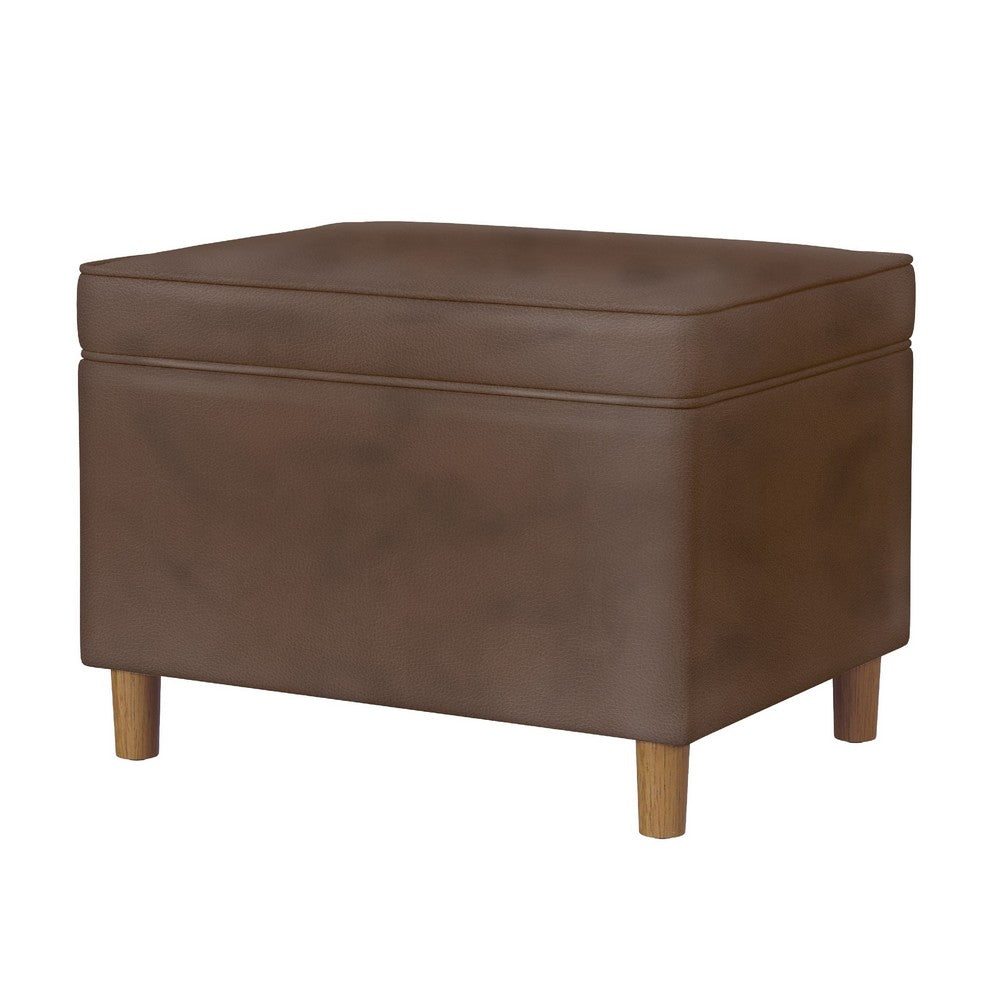 Fero Storage Ottoman | 24" Rectangular | Dark Brown Faux Leather