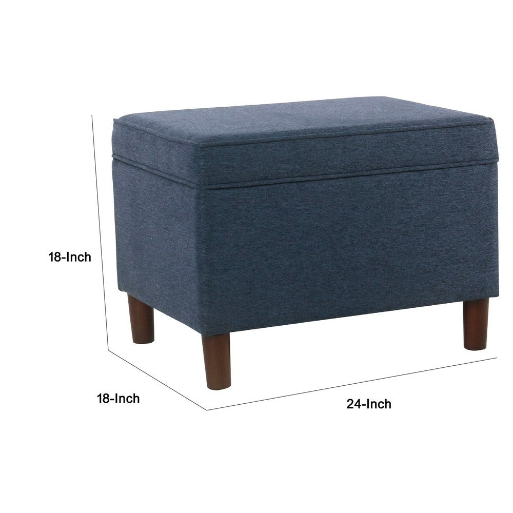 Fero Storage Ottoman | 24’’ Rectangular Hinged Lid | Blue Upholstery BM334091