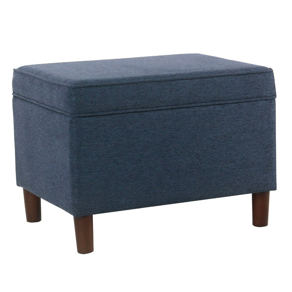 Fero Storage Ottoman | 24" Rectangular Hinged Lid | Blue Upholstery