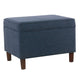 Fero Storage Ottoman | 24" Rectangular Hinged Lid | Blue Upholstery