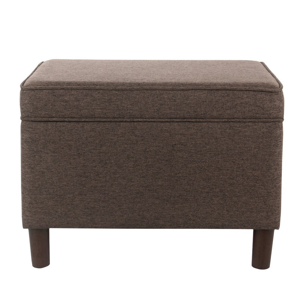 Fero Storage Ottoman | 24’’ Rectangular Hinged Lid | Brown Fabric BM334092