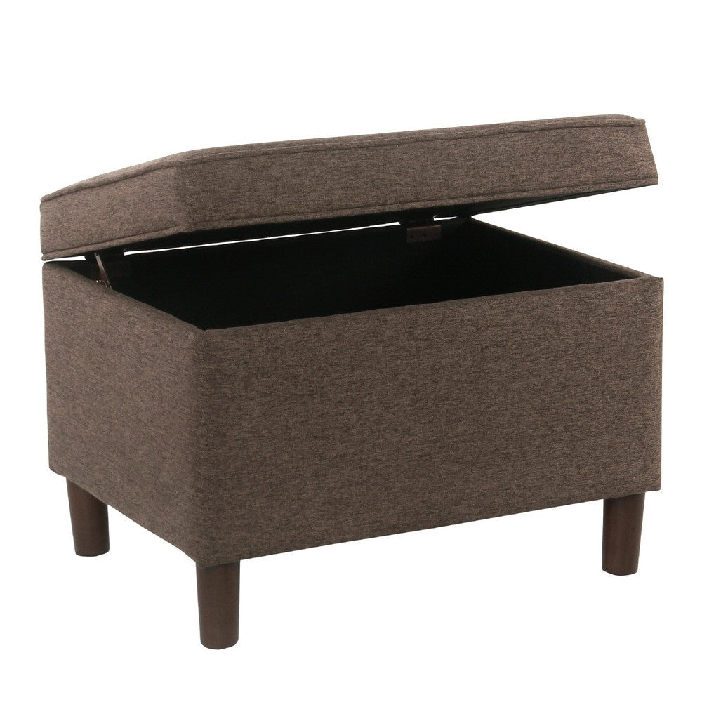 Fero Storage Ottoman | 24’’ Rectangular Hinged Lid | Brown Fabric BM334092