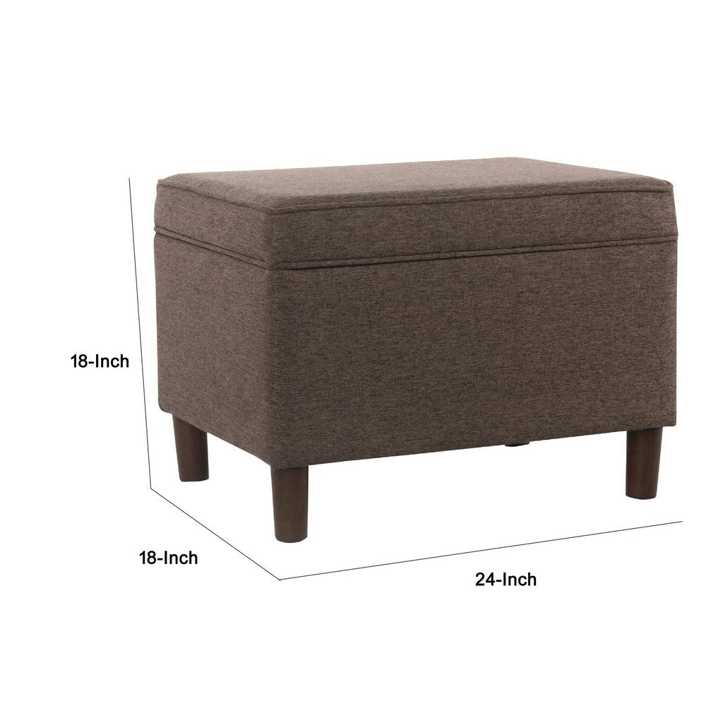 Fero Storage Ottoman | 24’’ Rectangular Hinged Lid | Brown Fabric BM334092