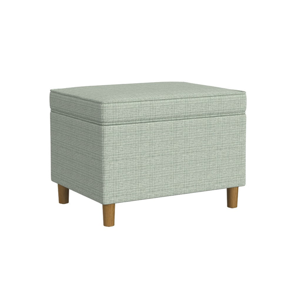 Fero Storage Ottoman | 24" Rectangular Hinged Lid | Sage Green Woven