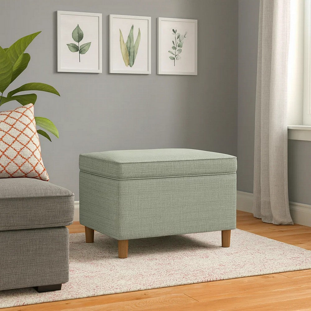 Fero Storage Ottoman | 24" Rectangular Hinged Lid | Sage Green Woven