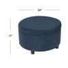 Modern Storage Ottoman | 28’’ Round Lift Top | Navy Blue Woven Fabric BM334094