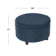 Modern Storage Ottoman | 28’’ Round Lift Top | Navy Blue Woven Fabric BM334094