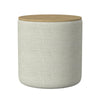 Mesy Storage Ottoman | Brown 19’’ Round Lift Tray Top | Gray Woven BM334095