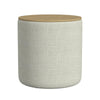 Mesy Storage Ottoman | Brown 19" Round Lift Tray Top | Gray Woven
