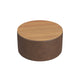 Mesy Storage Ottoman | 30" Round Lift Tray Top | Brown Faux Leather