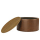 Mesy Storage Ottoman | 30’’ Round Lift Tray Top | Brown Faux Leather BM334096