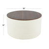 Mesy Storage Ottoman | 30’’ Round Lift Tray Top Ivory Woven Upholstery BM334097