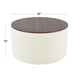 Mesy Storage Ottoman | 30’’ Round Lift Tray Top Ivory Woven Upholstery BM334097