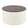 Mesy Storage Ottoman | 30" Round Lift Tray Top Ivory Woven Upholstery