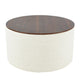 Mesy Storage Ottoman | 30" Round Lift Tray Top Ivory Woven Upholstery