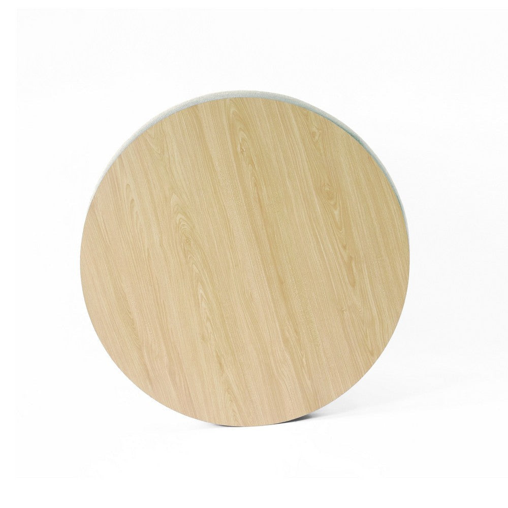 Mesy Storage Ottoman | 30’’ Round Lift Tray Top Light Gray Woven Fabric BM334098