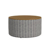 Jena Storage Ottoman | 30" Round Lift Tray Top | Gray Pinstripe Fabric