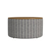 Jena Storage Ottoman | 30’’ Round Lift Tray Top | Gray Pinstripe Fabric BM334099