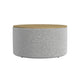 Mesy Storage Ottoman | 30’’ Round Lift Tray Top | Light Gray Boucle BM334101