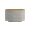 Mesy Storage Ottoman | 30" Round Lift Tray Top | Light Gray Boucle