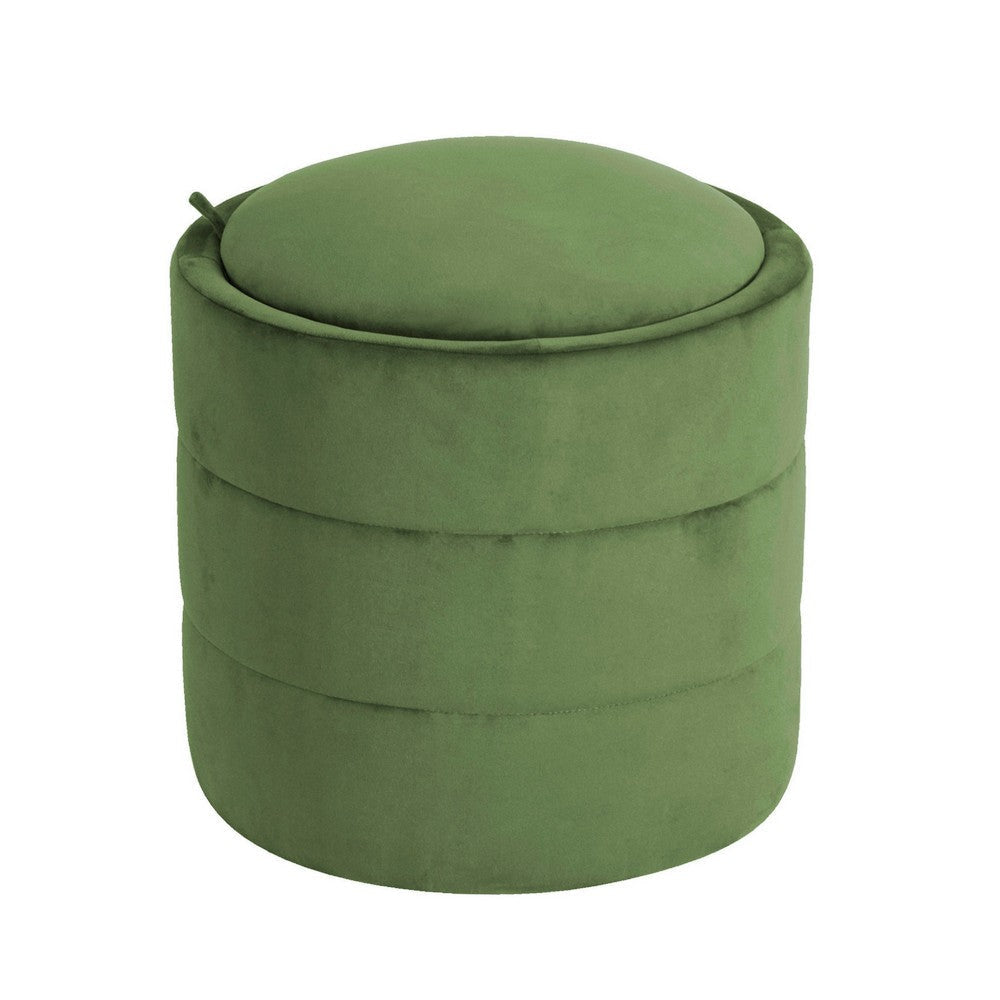 Pero Storage Ottoman | 18" Round Removable Lid | Rich Green Velvet