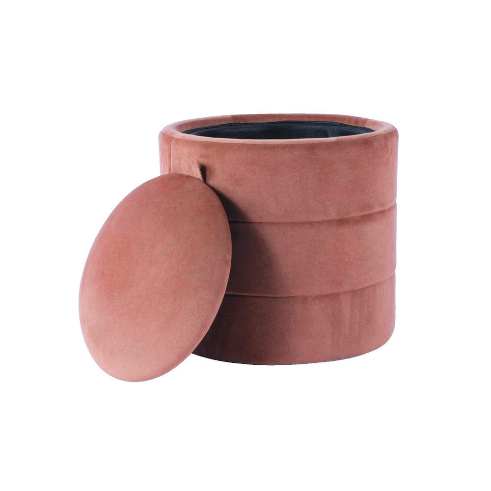 Pero Storage Ottoman | 18’’ Round Removable Lid | Blush Pink Velvet BM334103