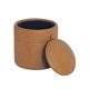 Pero Storage Ottoman | 18’’ Round Removable Lid | Brown Faux Leather BM334104