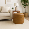 Pero Storage Ottoman | 18" Round Removable Lid | Brown Faux Leather