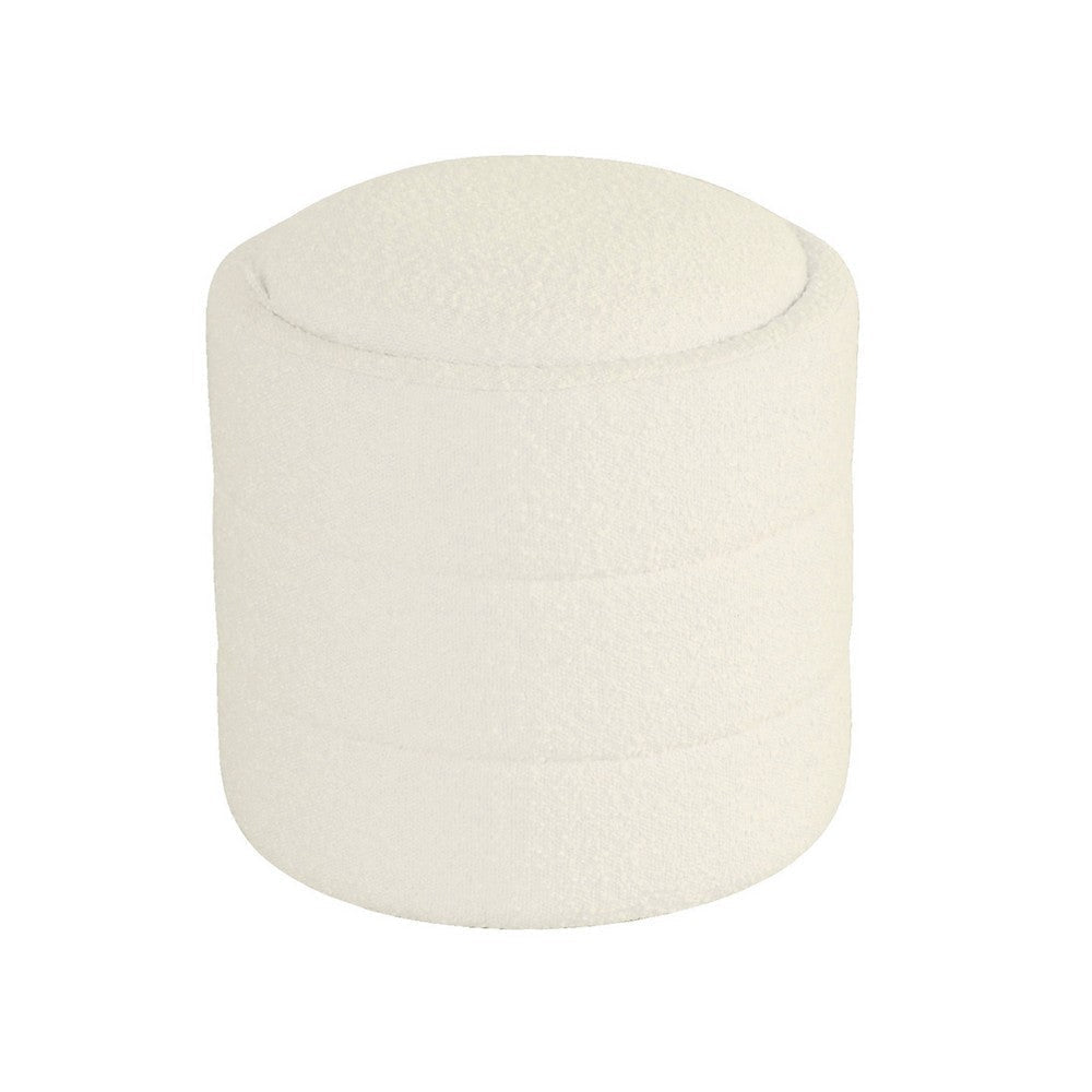 Pero Storage Ottoman | 18" Round Removable Lid | White Boucle Fabric