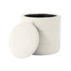 Pero Storage Ottoman | 18’’ Round Removable Lid | White Boucle Fabric