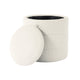 Pero Storage Ottoman | 18’’ Round Removable Lid | White Boucle Fabric