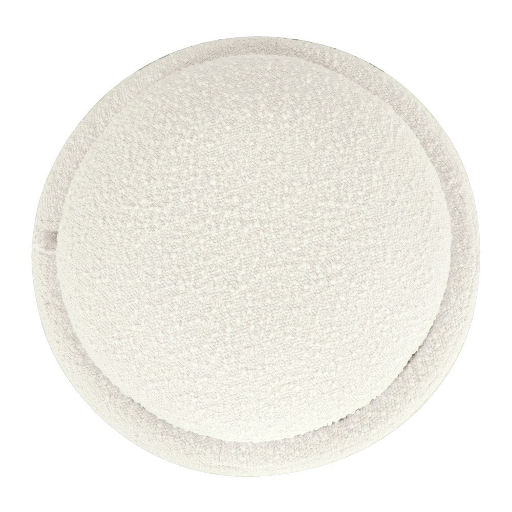 Pero Storage Ottoman | 18’’ Round Removable Lid | White Boucle Fabric